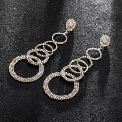 Rhinestone setting ring to ring long earrings