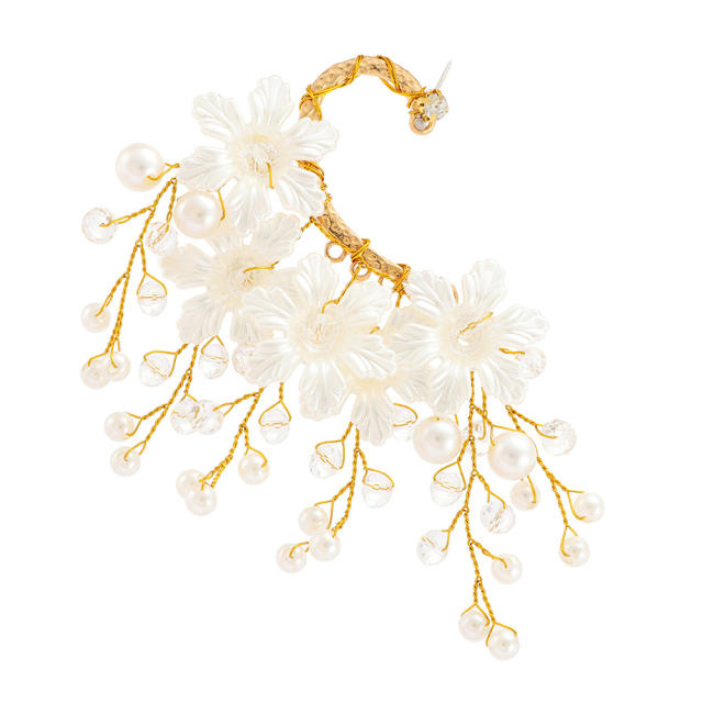 Elegant white bloom flower ear wrap