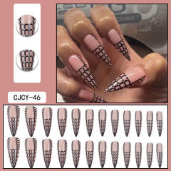 Checkered gliter women false nails