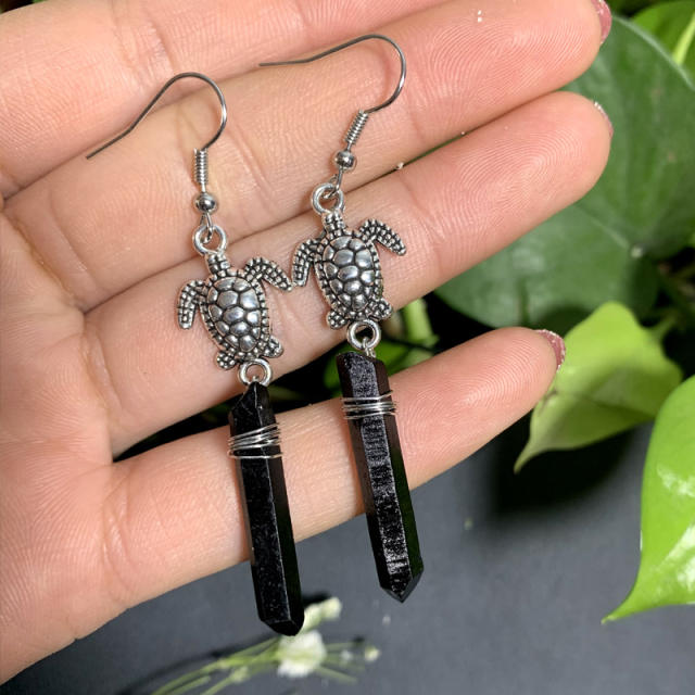 Boho cute turtle crystal dangle earrings