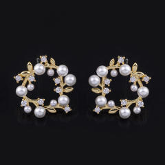 Pearl beaded ring clip on earrings