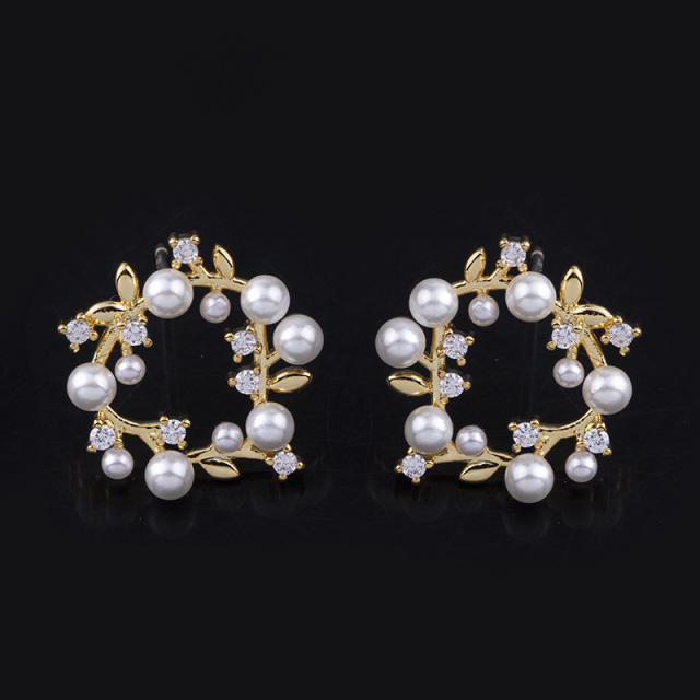 Pearl beaded ring clip on earrings
