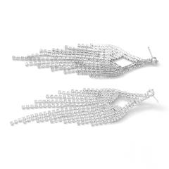 Luxury pave setting rhinestone tassel wedding earrings