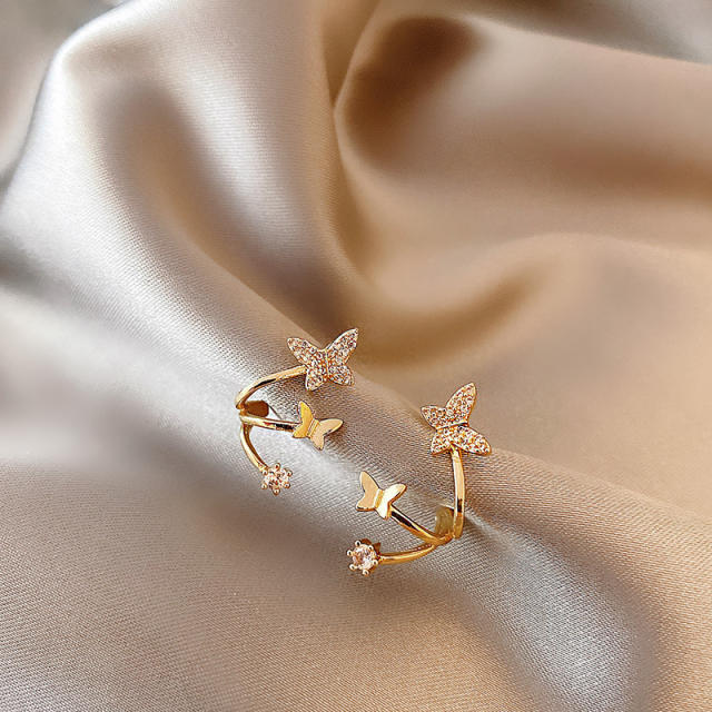 Cubic zirconia diamond butterfly ear cuff