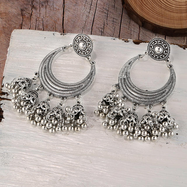 Vintage bell tassel jhumka earrings