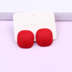 Concise candy color square shape ear match ear studs