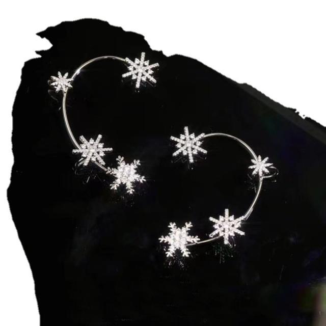 Diamond snowflake wrap cartilage earrings