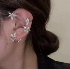 Rhinestone leaf design ear wrap