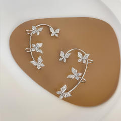 Rhinestone shiny butterfly ear wrap