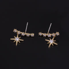 Diamond star drop earrings clip on earrings