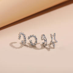 Five-pointed star alloy ear cuff 4 pcs set