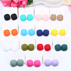 Concise candy color square shape ear match ear studs