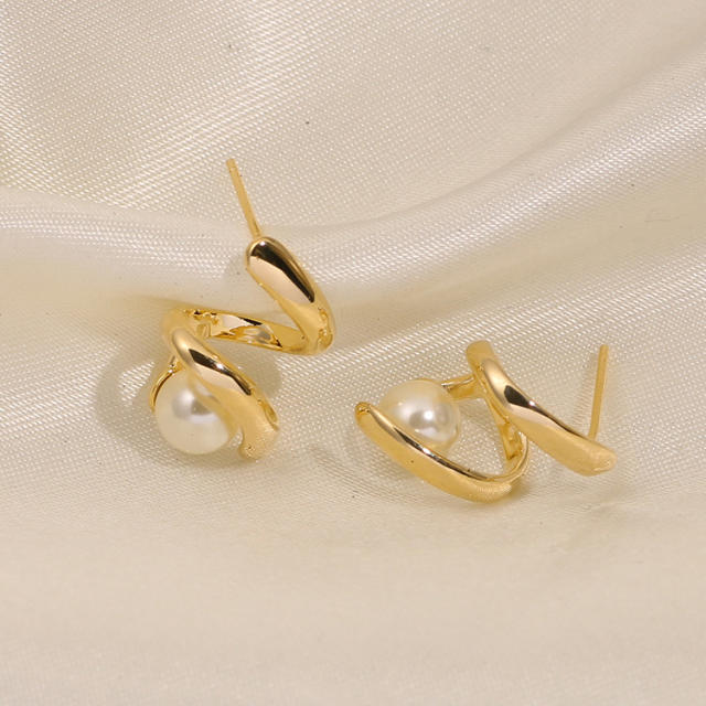925 sterling silver needle pearl clip on earrings