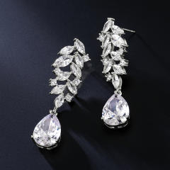 Luxury cubic zircon drop earrings for wedding
