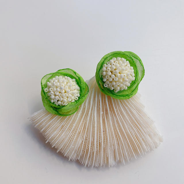 Summer handmade mesh seed beaded ear studs