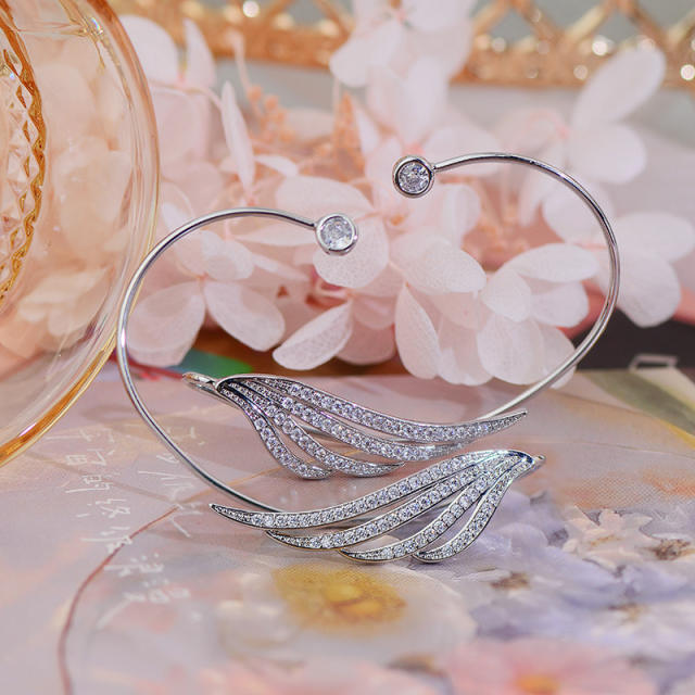 Diamond feather ear wrap