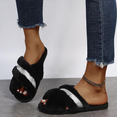 Fluffy flat slippers