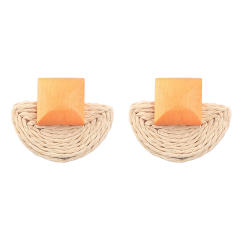 Summer geometric shape straw ear studs