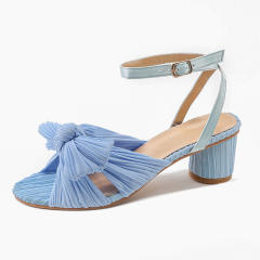 Elegant bow block heels sandals