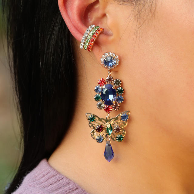 4pcs ear cuff cubic zircon color butterfly earrings set