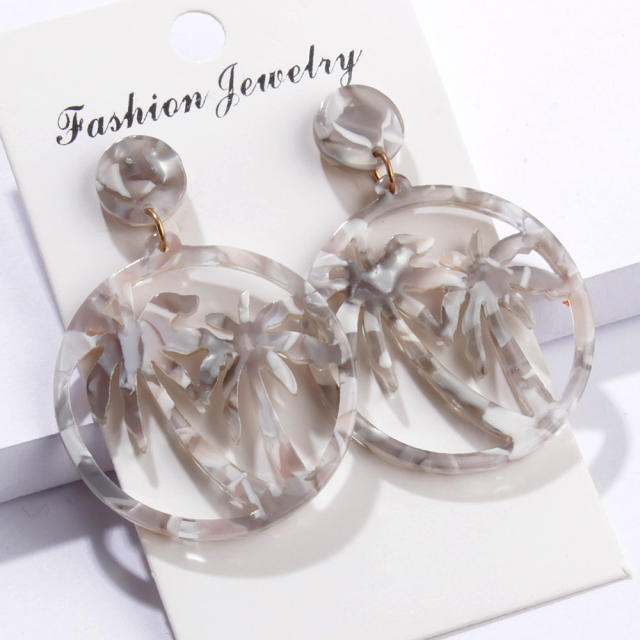 Creative summer coconut acetate plate round earrings