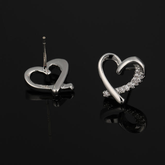 Diamond heart clip on earrings