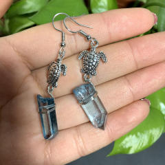 Boho cute turtle crystal dangle earrings