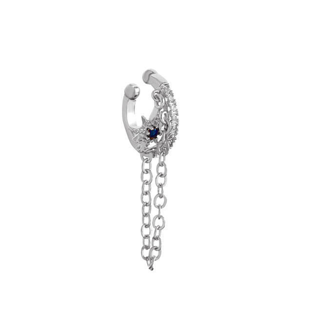 Diamond star chain tassel ear cuff
