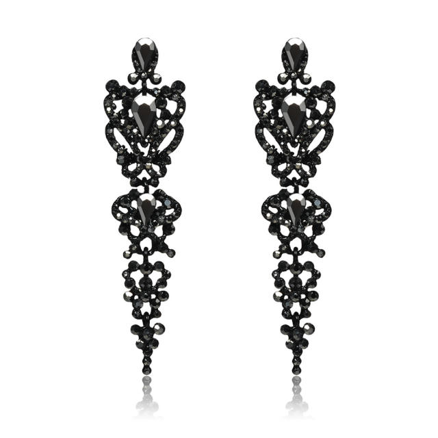 Luxury all black dangle earrings