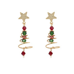 Christmas tree clip on earrings dangle earrings