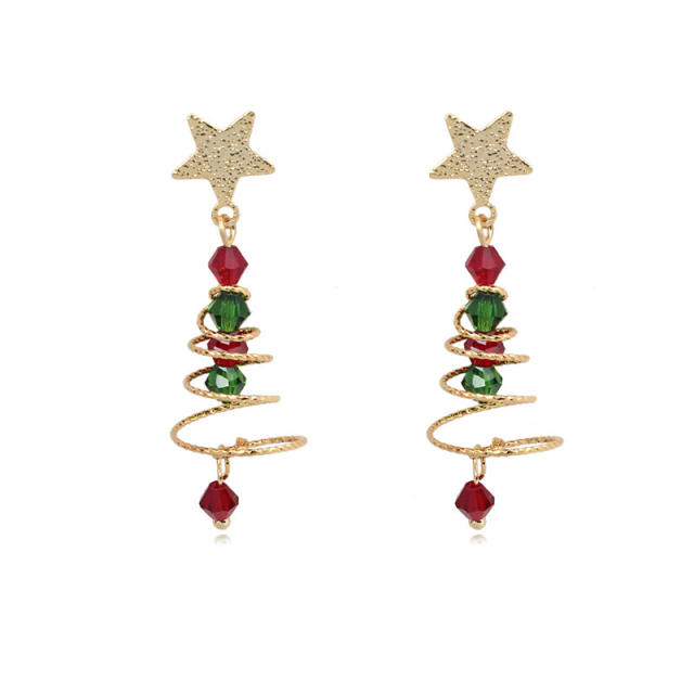 Christmas tree clip on earrings dangle earrings