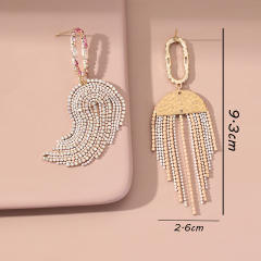 Luxury pave setting rhinestone tassel dangle earrings