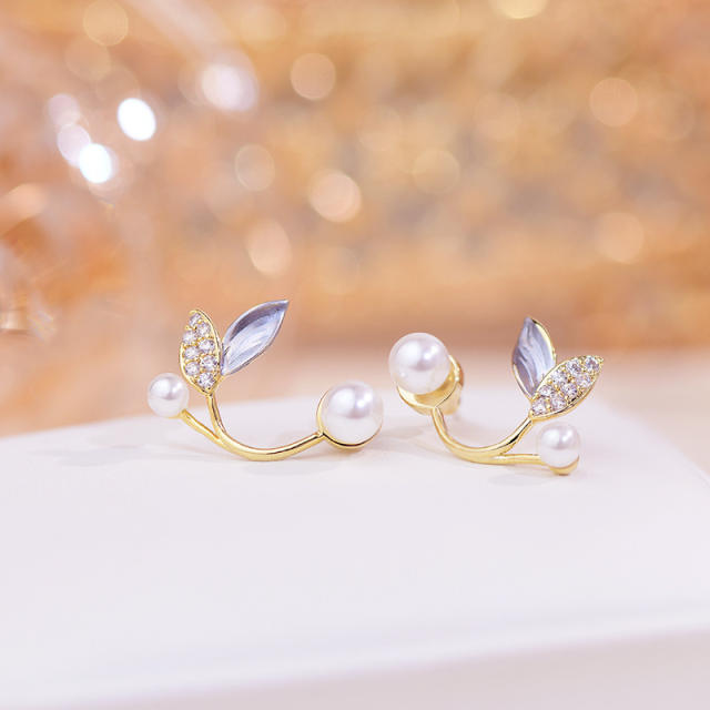 Korean fashion little leaf summer jacket ear studs