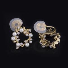 Pearl beaded ring clip on earrings