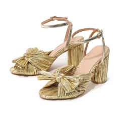 Elegant bow block heels sandals
