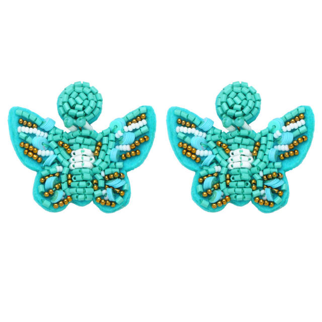 Boho color seed beads butterfly earrings