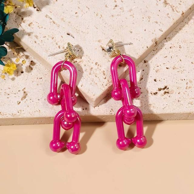 Candy color acrylic chain earrings
