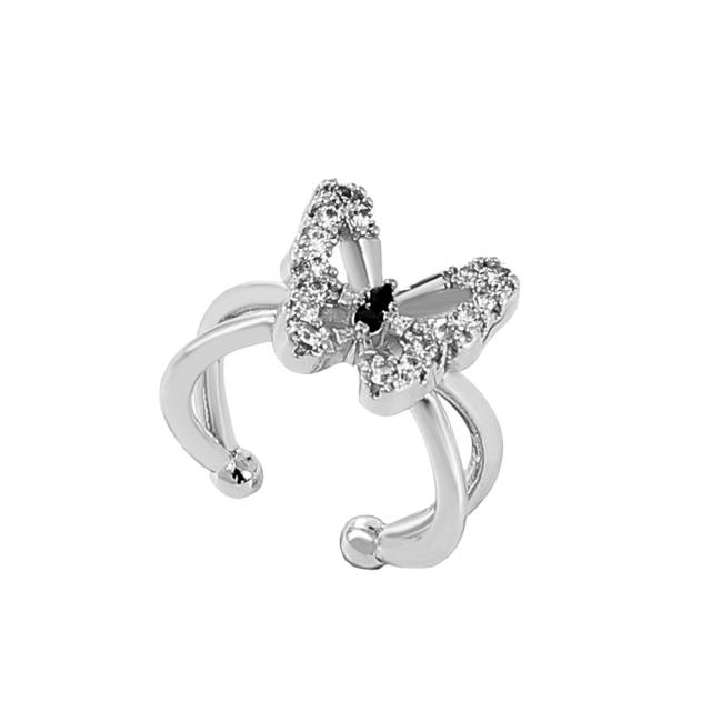 Hollow butterfly diamond ear cuff