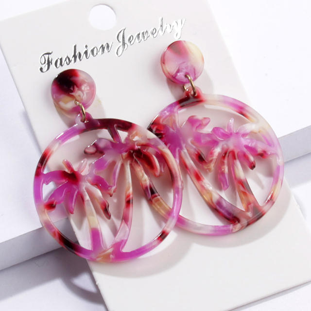 Creative summer coconut acetate plate round earrings