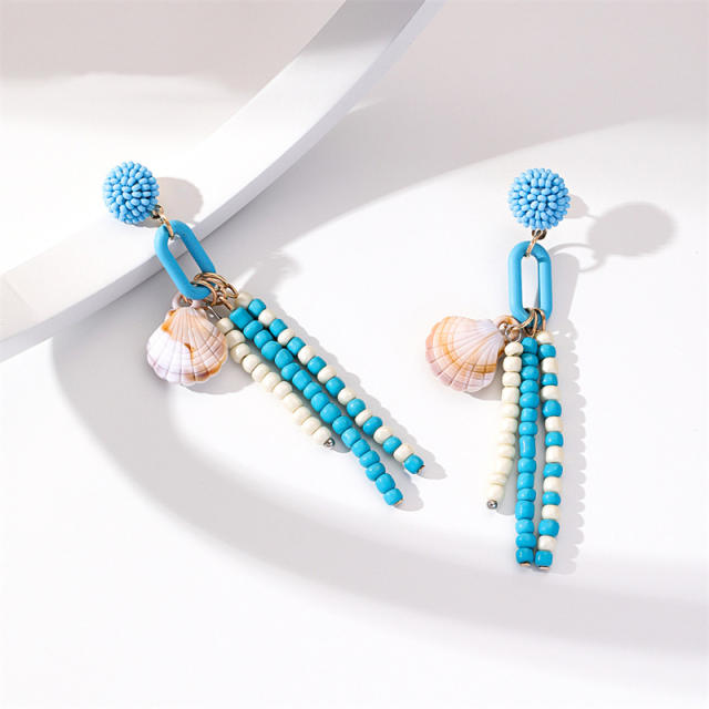 Boho beach trend tassel seed beads earrings
