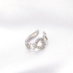 Diamond heart hollow ear cuff