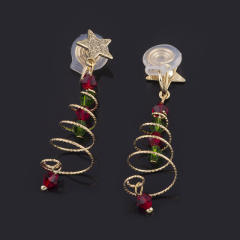 Christmas tree clip on earrings dangle earrings