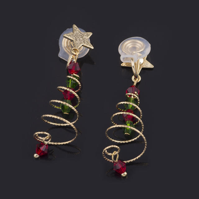 Christmas tree clip on earrings dangle earrings