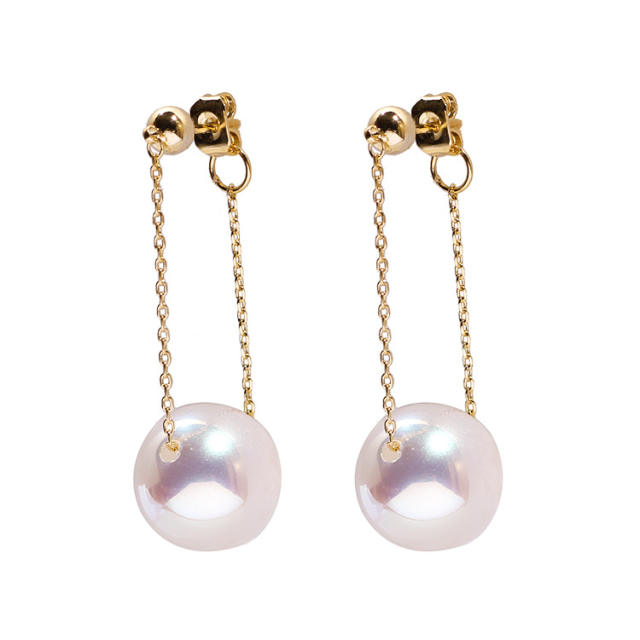 Chic pearl chain clip on earrings dangle earrings