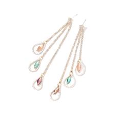 Pave setting rhinestone dropped long earrings