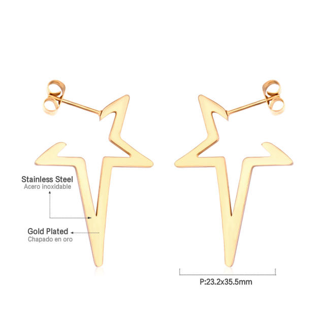 Stainless steel geometric square ring dangle earrings