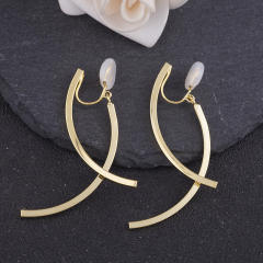 Concise cross line clip on earrings