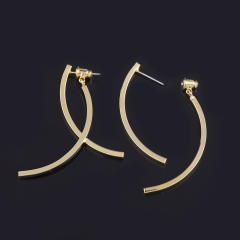 Concise cross line clip on earrings