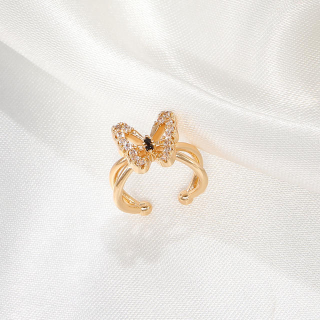 Hollow butterfly diamond ear cuff