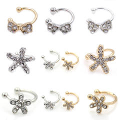 U shape diamond bow ear cuff